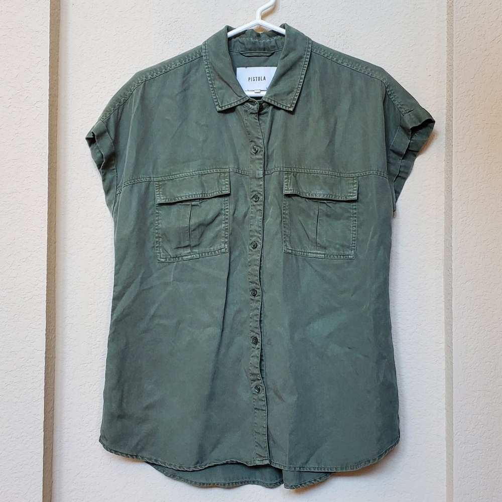Pistola Reid Utility 100% Tencel S/S Button Up Shirt.  Size Medium